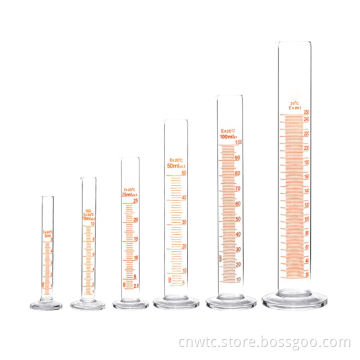 Glass Graduated Measuring Cylinder: 250ml with Round Base and Spout